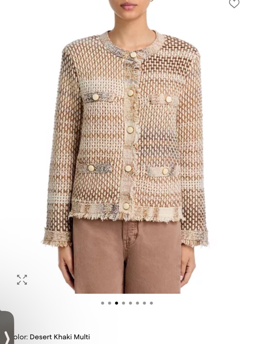Veronica Beard Sariyah Knit Jacket Desert Khaki Multi Small - Picture 2 of 14